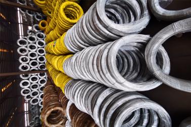 Galvanized wire in the warehouse