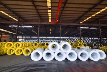 Galvanized wire in the warehouse